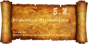 Blahovics Mirandolina névjegykártya